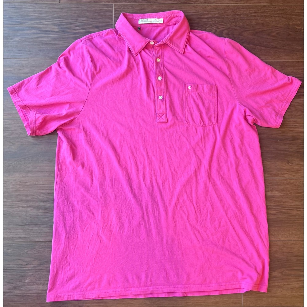 Criquet Mens XXL Pink Pima Cotton Spandex Short Sleeve Pocket Polo Shirt